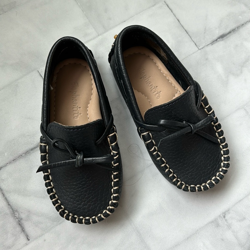 Elephantito Baby Boy’s Navy Leather Driver Loafer